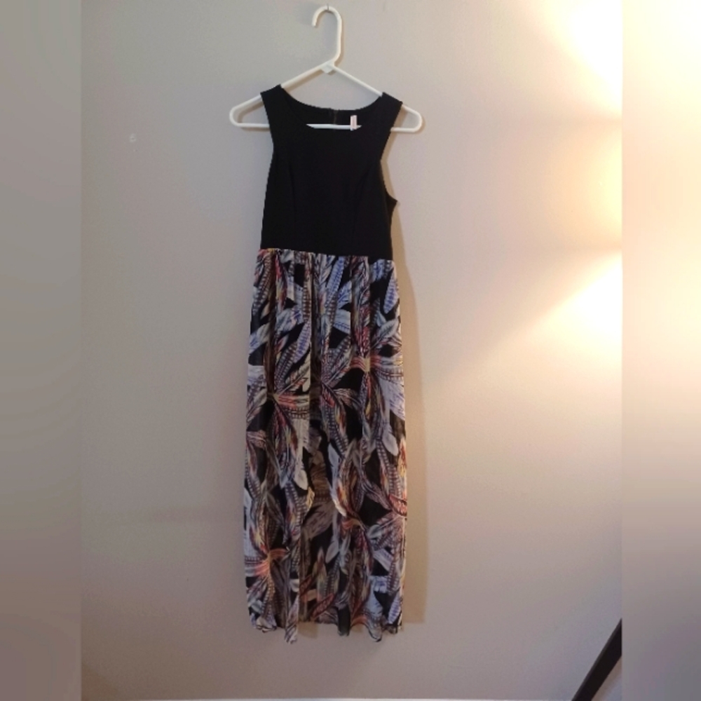 Black and floral maxi dress